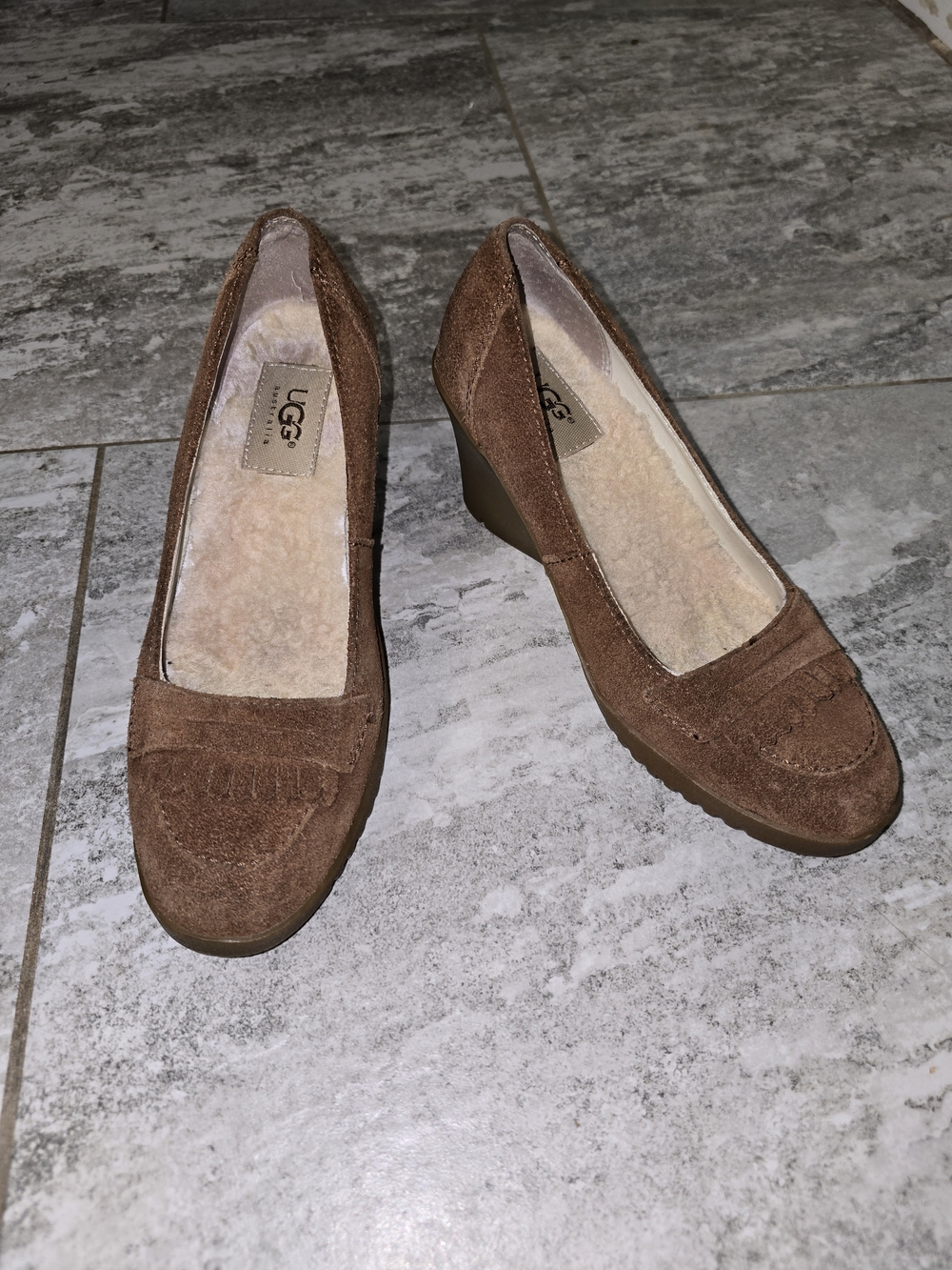 UGG Women’s Brown Suede Wedge Loafers